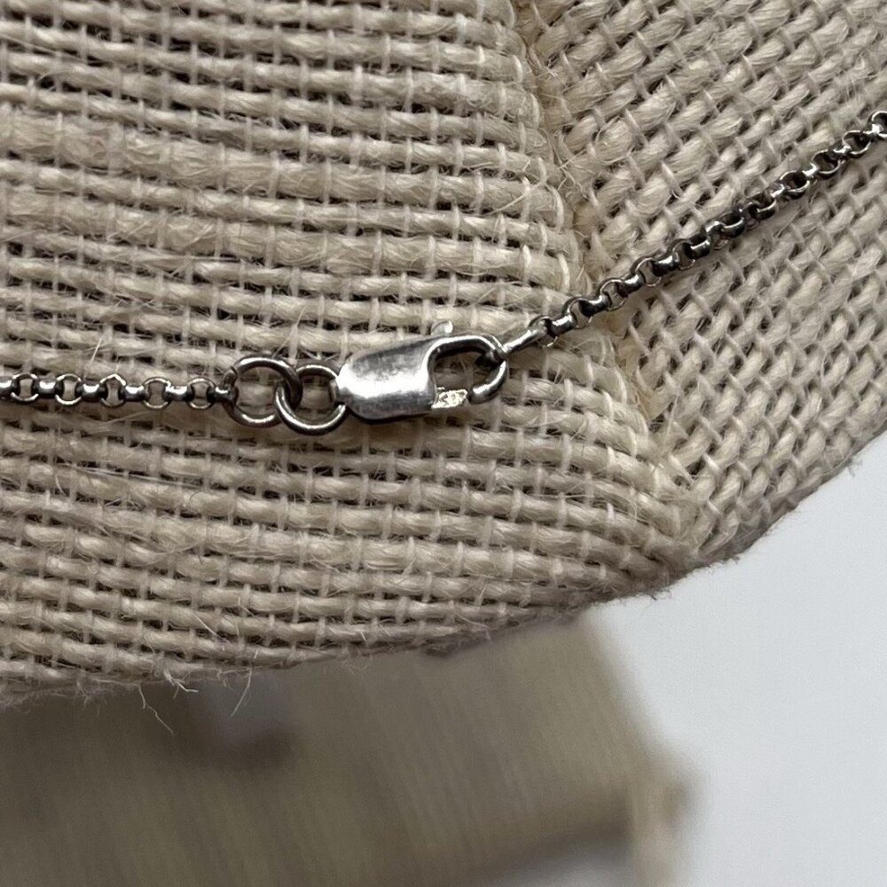 Sterling Silver Modernist Double Circle Pendant Necklace 925 Minimalist Artisan - Picture 8 of 10
